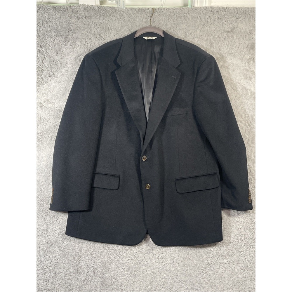 Vintage 100% Cashmere Old‎ Money Blazer Mens 46R Black Sportcoat  Office WH Belk